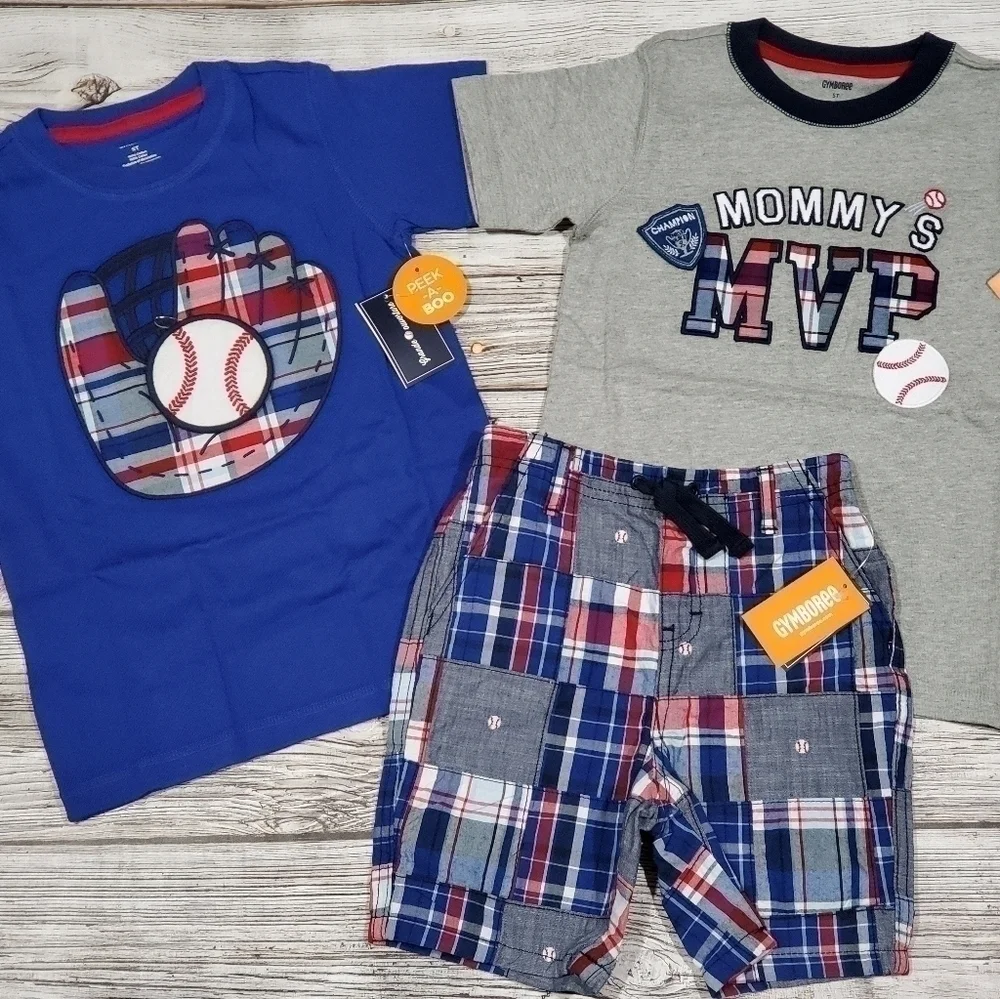 5T T-Shirts 4T Shorts Baseball Outfit Gymboree NWT